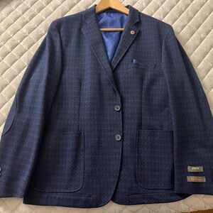 Blue print suit jacket